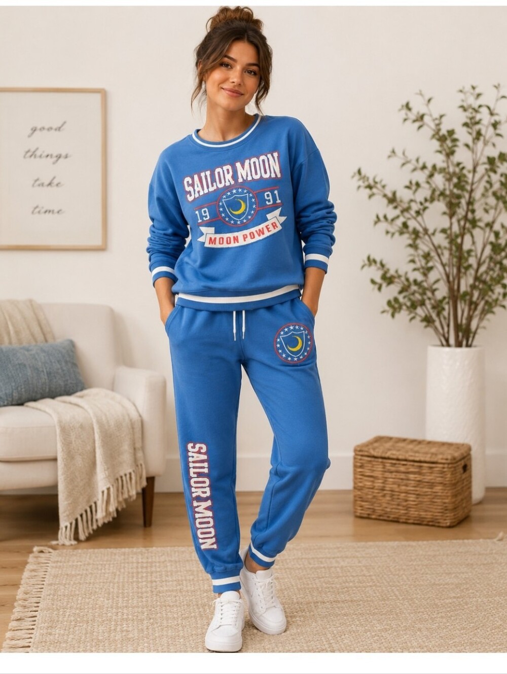 Sailor Moon Tracksuit Set BoxLunch Exclusive Varsity Sweatshirt Small Pants XS